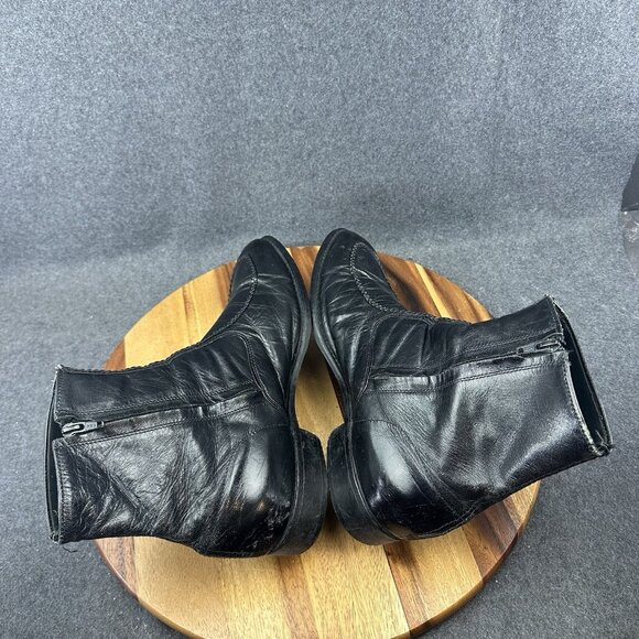 VTG Dingo Size 13D Black Leather Side Zip Ankle Shoes Dress Boots 4450 - Picture 9 of 13